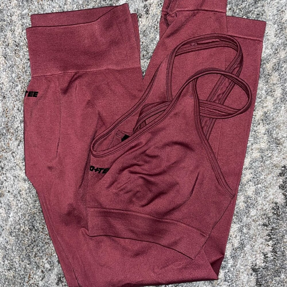 Bo+Tee Burgundy Activewear Set Women's